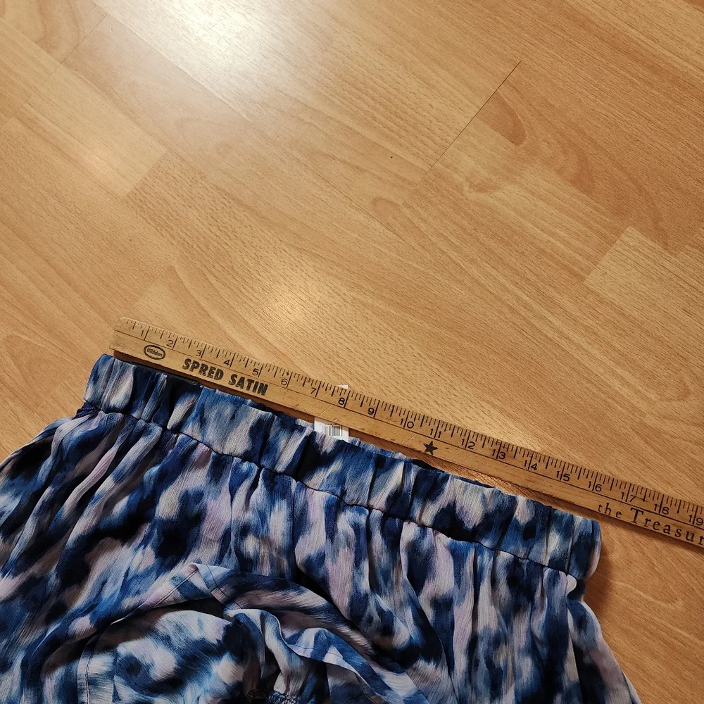 NWT Banana Republic Pull On Chiffon Tiered Blue Purple Tie Waist Mini Skirt Sz L